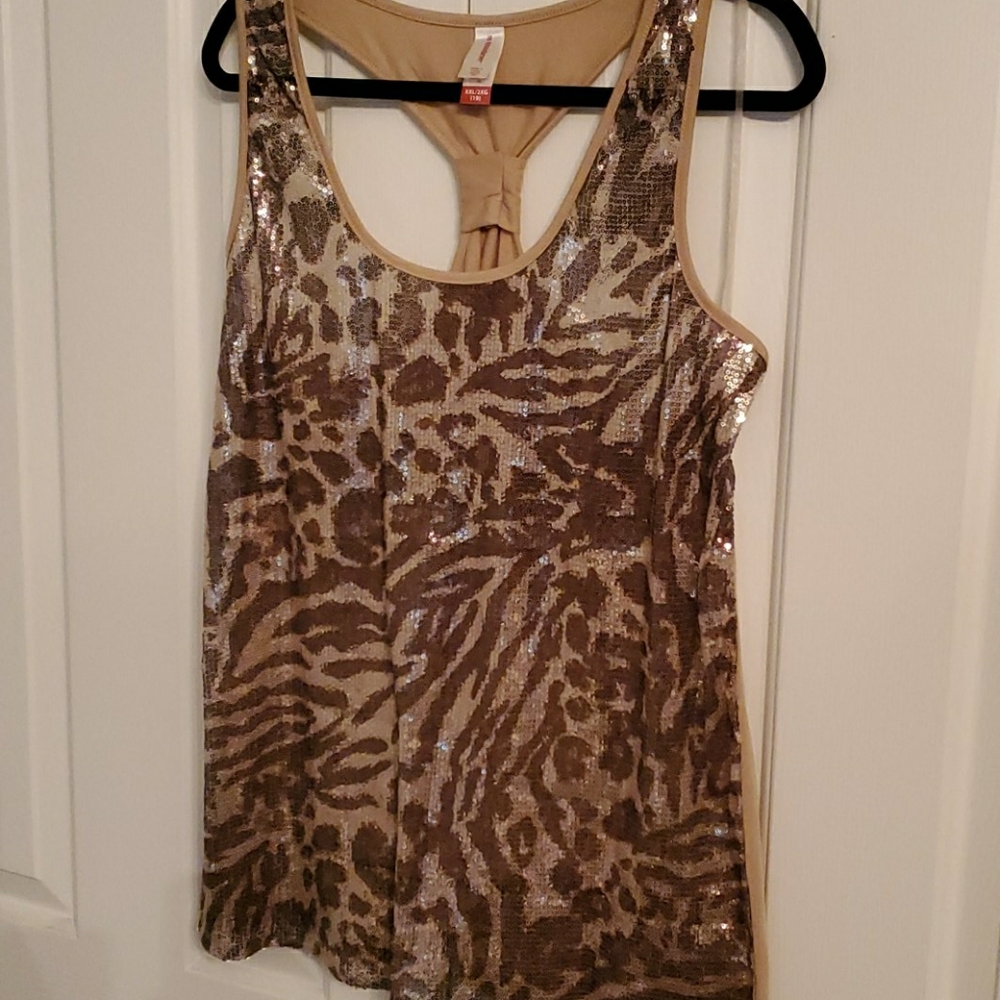 Sequin Animal Print Tank Top
